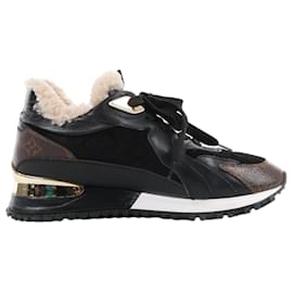 Louis Vuitton-Louis Vuitton Runaway line 22 years Leather & Suede Sneakers in Black × Brown GO0272, Size 38 EU-Black