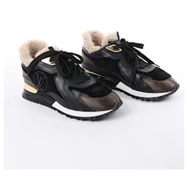 Louis Vuitton-Louis Vuitton Runaway line 22 years Leather & Suede Sneakers in Black × Brown GO0272, Size 38 EU-Black