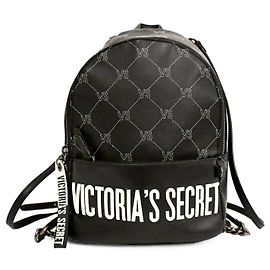Autre Marque Victoria's Secret PU leather monogram logo backpack in black Black White