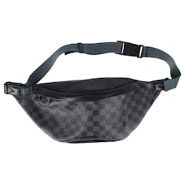 Louis Vuitton-Louis Vuitton Damier Graphite Discovery Bumbag in Grey Canvas-Blue,Light blue