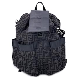 Fendi-Black Zucca Canvas Strike Large Backpack Shoulder Bag-Other