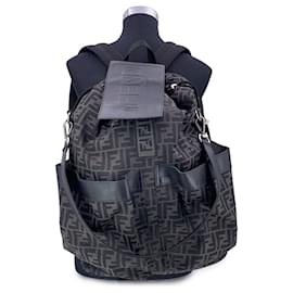 Fendi-Black Zucca Canvas Strike Large Backpack Shoulder Bag-Other