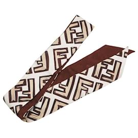 Fendi-Fendi Silk Twilly Scarf-Brown
