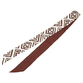 Fendi-Fendi Silk Twilly Scarf-Brown