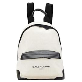 Balenciaga-Balenciaga Canvas Leather Logo Backpack-Black