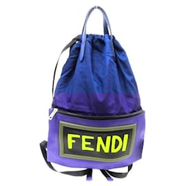 Fendi-Fendi Nylon Leather Backpack 7VZ034-Blue