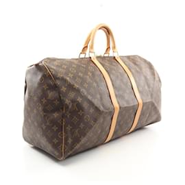 Louis Vuitton-Louis Vuitton Keepall 55 Monogram Boston Bag M41424-Brown