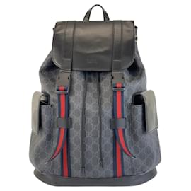 Gucci-Gucci GG Supreme Canvas Leather Backpack-Black