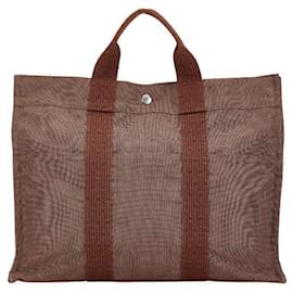 Hermès-Sac en toile Hermès Herline Tote MM-Marron