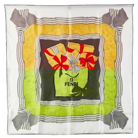 Fendi-Fendi Silk Scarf Gray Multicolor-Grey