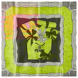 Fendi-Fendi Silk Scarf Gray Multicolor-Grey