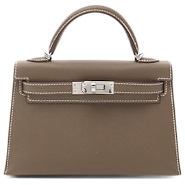 Hermès-Hermes Mini Kelly 2 Etoupe Handbag Brown-Brown