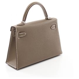 Hermès-Hermes Mini Kelly 2 Etoupe Handbag Brown-Brown