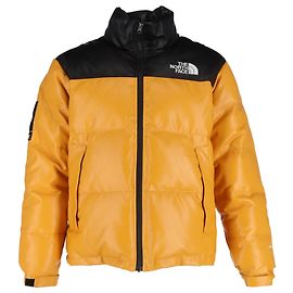 Supreme x The North Face Nuptse Jacket in Yellow Leather Black