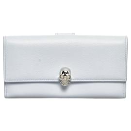 Alexander Mcqueen-Alexander McQueen Leather Skull Long Wallet-Blue