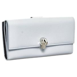 Alexander Mcqueen-Alexander McQueen Leather Skull Long Wallet-Blue