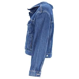Balenciaga- Balenciaga Buttoned Cropped Jacket in Blue Cotton Denim-Blue,Light blue