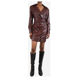 Nanushka Robe mini en simili cuir marron tressé - taille XXS Marron