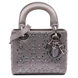 Dior-Dior Gray Mini Satin Cannage Crystal Lady Dior-Brown