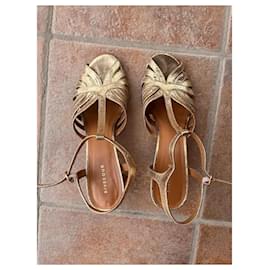 Autre Marque-Rivecour cracked leather sandals-Golden