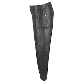 Chloé- Chloé  Pocket Detail Wide-Leg Trousers in Black Leather-Black