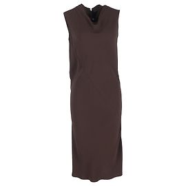 Vestido midi com gola drapeada Rick Owens em viscose marrom Marrom Vermelho