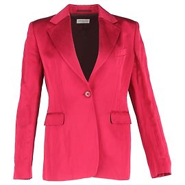 Dries Van Noten Single-Breasted Blazer in Pink Wool Pink