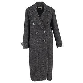 Chloé Tweed Double-Breasted Coat in Grey Wool Grey