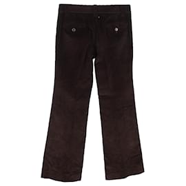 Dolce & Gabbana- Dolce & Gabbana Wide-Leg Trousers in Brown Corduroy-Brown,Red