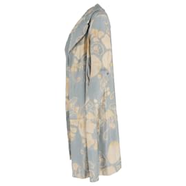 Dries Van Noten- Dries Van Noten Floral Trench Coat in Blue and Yellow Cotton-Blue,Light blue