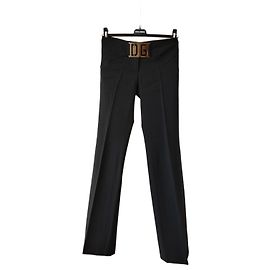 DOLCE & GABBANA WOOL PANTS WITH LOGO PATCH. Black