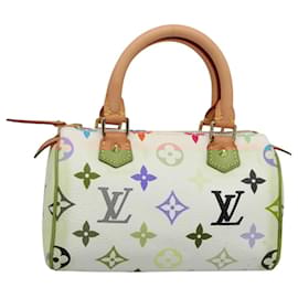 Louis Vuitton-LOUIS VUITTON Monogram Multicolor Mini Speedy Hand Bag White M92645 Auth EC767A-White
