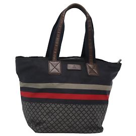 GUCCI Borsa Tote Diamante Nylon Blu Navy Argento 267922 Auth bs23152 Argento Blu navy