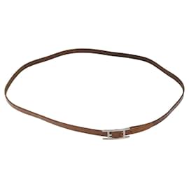Hermès-HERMES Bracelet Porte-Clés API 3 Ceinture Cuir Marron Auth bs23238-Marron