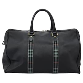 Autre Marque-Burberrys Boston Bag Leather Navy Gold Auth ti2841-Golden,Navy blue