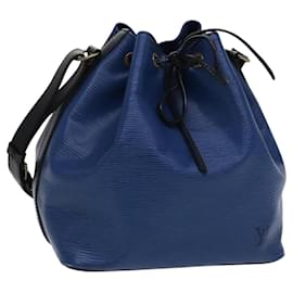 Louis Vuitton-LOUIS VUITTON Epi Petit Noe Shoulder Bag Bicolor Black Blue M44152 Auth BD878-Black,Blue