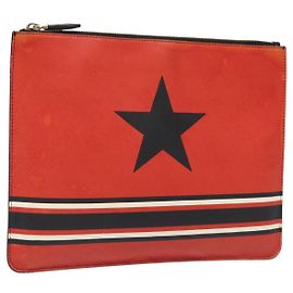 Bolsa de mão GIVENCHY em couro vermelho Auth BA809 Vermelho