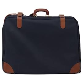 Autre Marque-Burberrys Travel Case Boston Bag PVC Navy Brown Auth ti2922-Brown,Navy blue