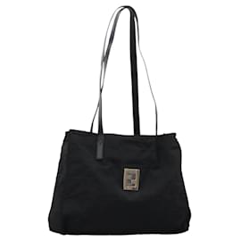 Fendi-FENDI Zucca Canvas Tote Bag Black Auth BD599-Black