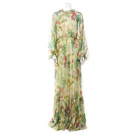 Vestido Maxi Gucci de Seda Multicor Multicor