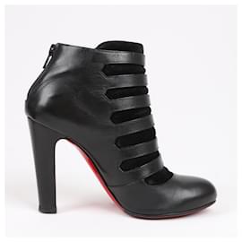 Christian Louboutin-Bottines en cuir et daim Christian Louboutin noires, taille 37 EU-Noir