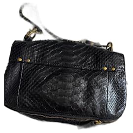 Sac à main Jerome Dreyfuss Boby en cuir de python noir Noir