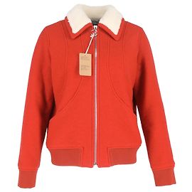Apc  A.P.C. Shear-Trimmed Zipped Bomber Jacket in Red Wool Red