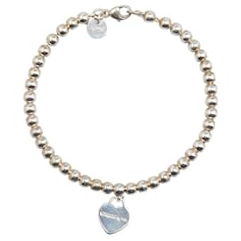 Tiffany & Co-Pulseira de contas com tag de coração em prata Tiffany & Co-Prata,Metálico