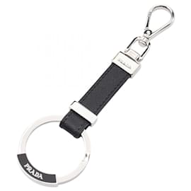 Prada-Prada Saffiano Leather Metal Keychain 2PP042-Black