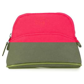 Hermès-Hermes Canvas Bolide Mini Pouch Pink-Pink