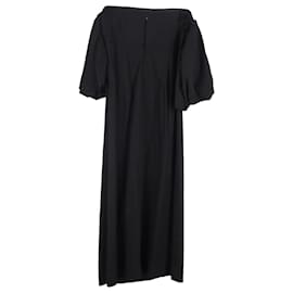 Autre Marque-Mother of Pearl Off Shoulder Midi Dress in Black Polyester-Black