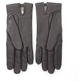 Hermès-Hermes Lamb Leather Gloves Black Multicolor-Black