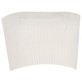 Chloé Ribbed Knit Tube Top in White Wool White Cream