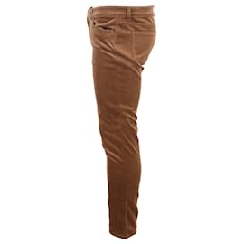 Loro Piana-Pantalon slim-fit taille mi-haute Loro Piana en coton marron-Marron,Rouge